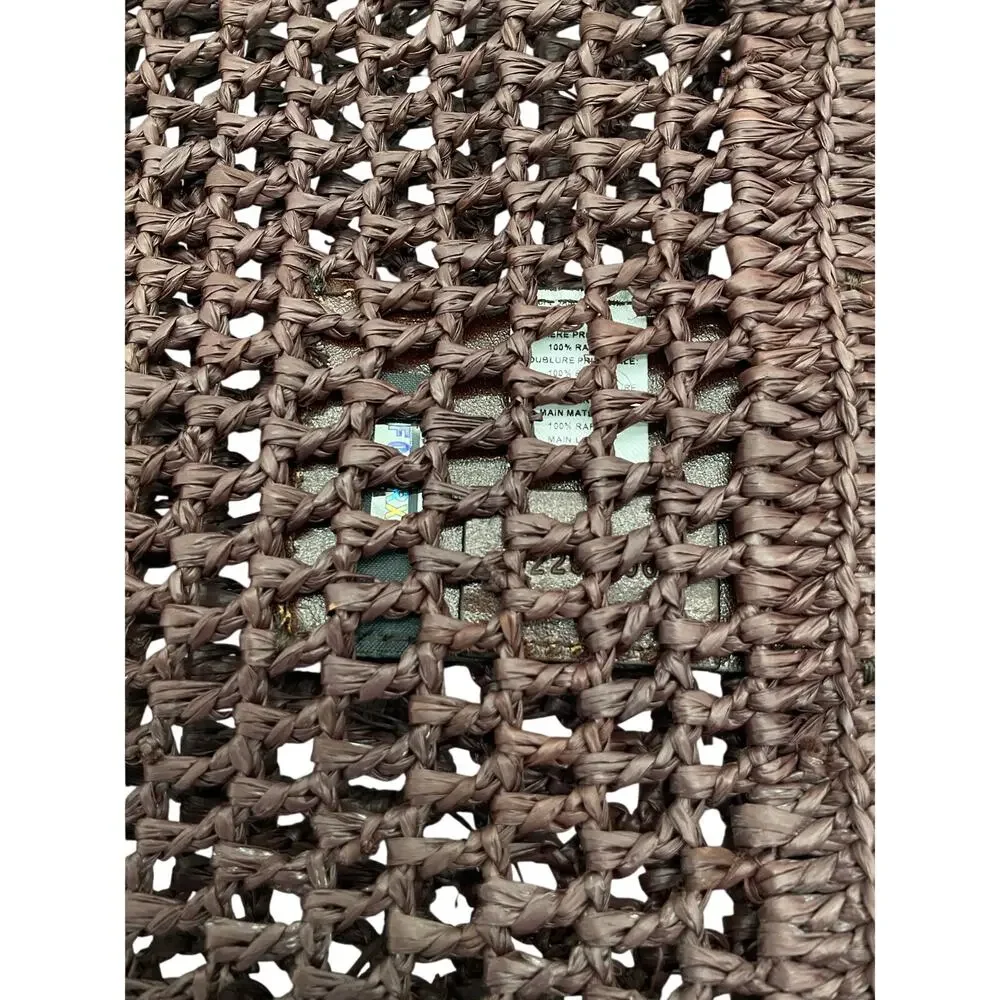 Chloe Woven Kohl Brown Summer Banana Tote Bag Size Small